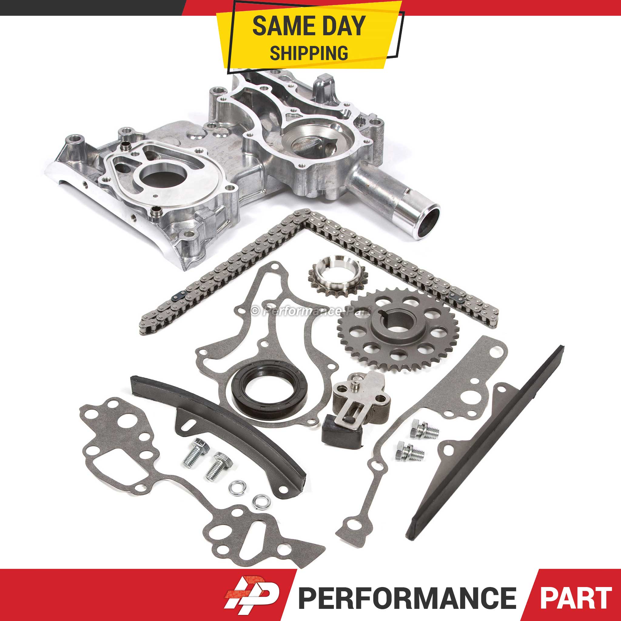 85-95 Toyota 22R 22RE Timing Chain Kit w// 2 Metal Guides Timing Cover